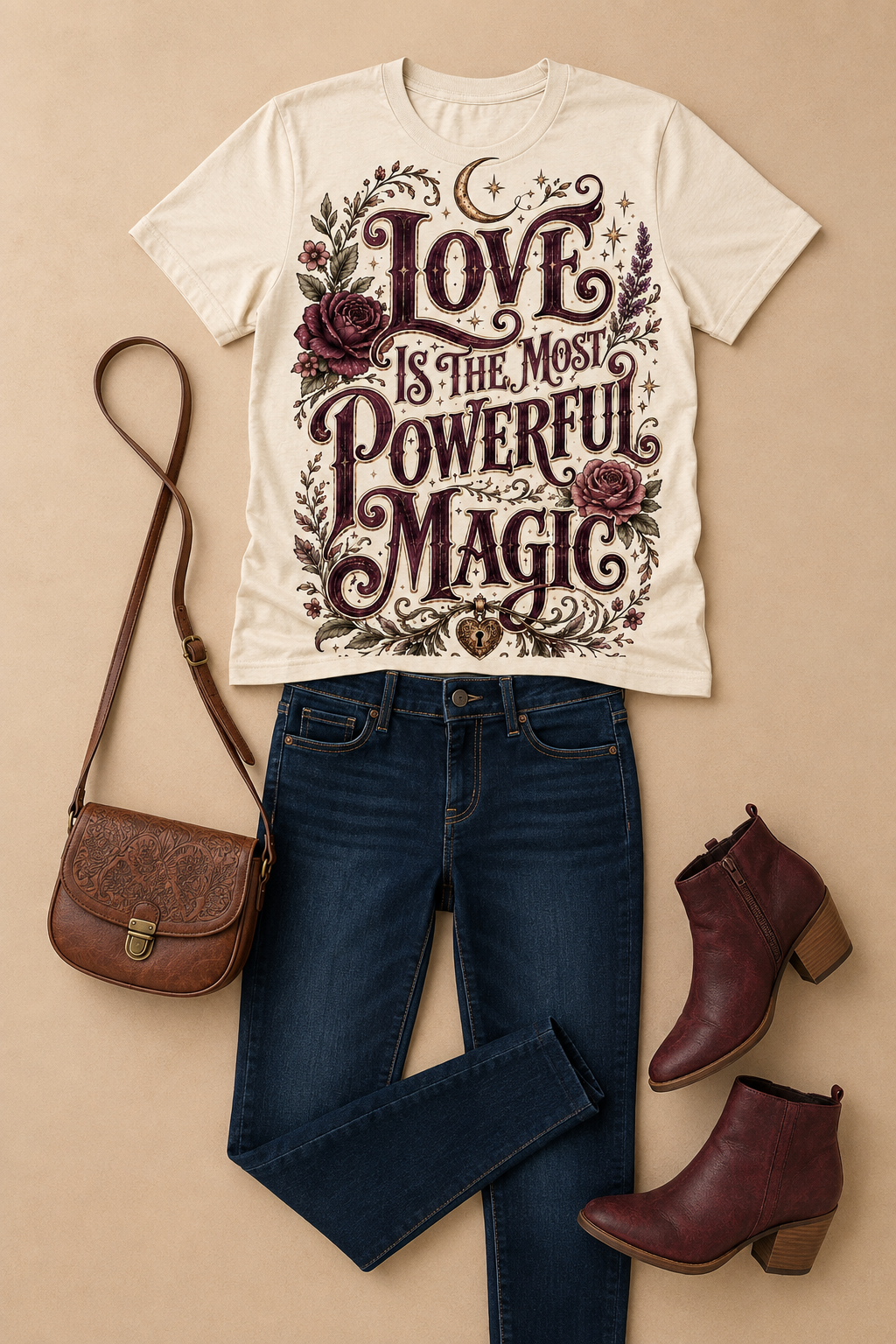 Love Is the Most Powerful Magic Floral Graphic T-Shirt