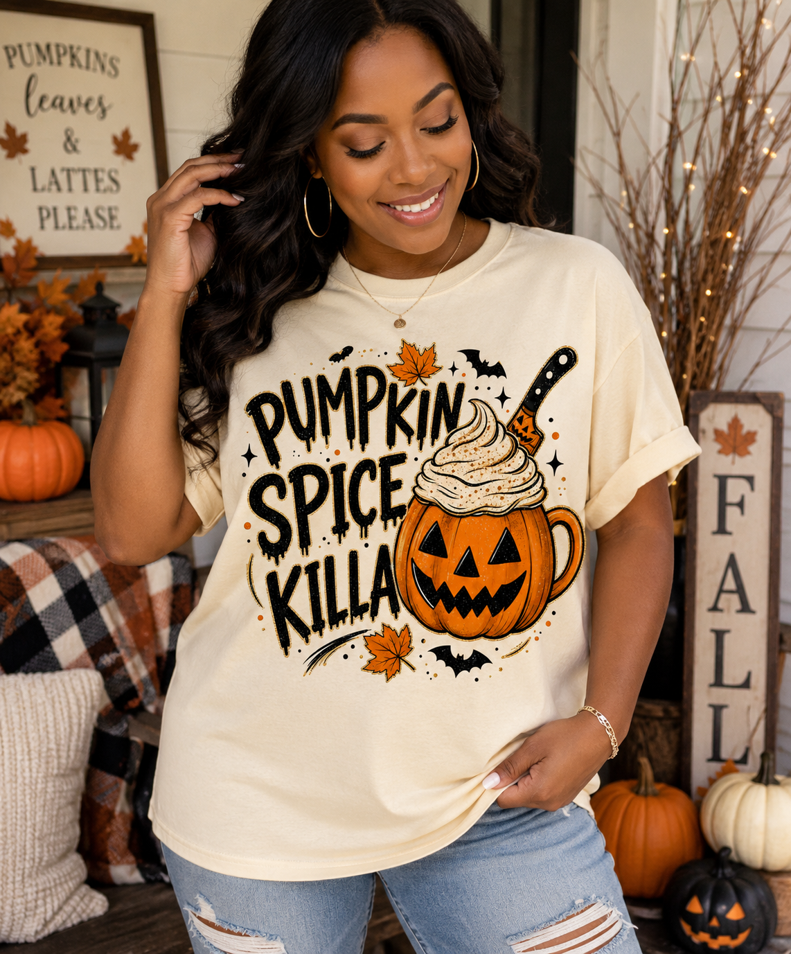 Pumpkin Spice Killa Halloween T-Shirt ā Cute & Spooky Fall Pumpkin Tee