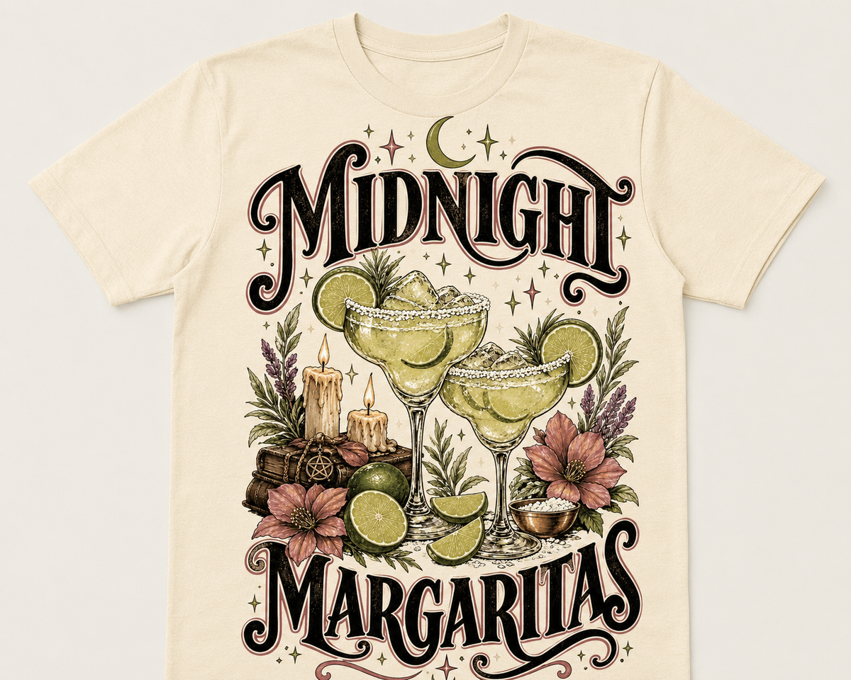 Midnight Margaritas Vintage Witchy Graphic T-Shirt
