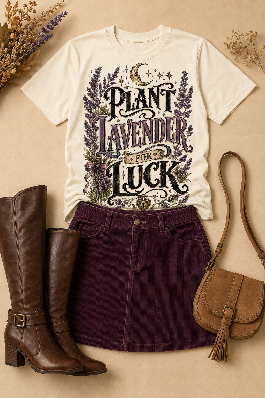 Plant Lavender for Luck Vintage Botanical Graphic T-Shirt