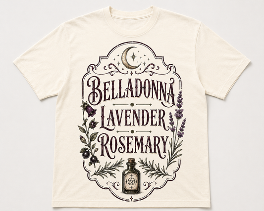 Belladonna Lavender Rosemary Vintage Botanical Graphic T-Shirt