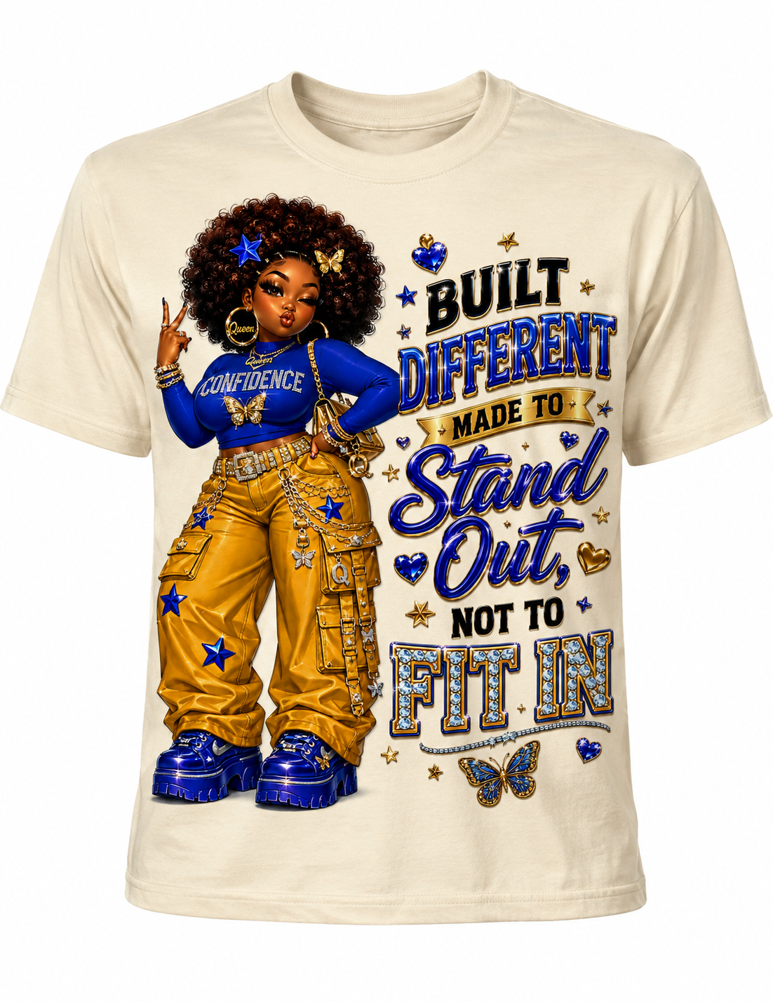 Built Different, Made to Stand Out Women’s Cream Graphic T-Shirt