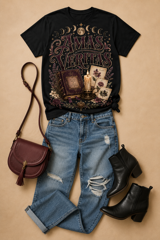 Amas Veritas Vintage Witchy Graphic T-Shirt