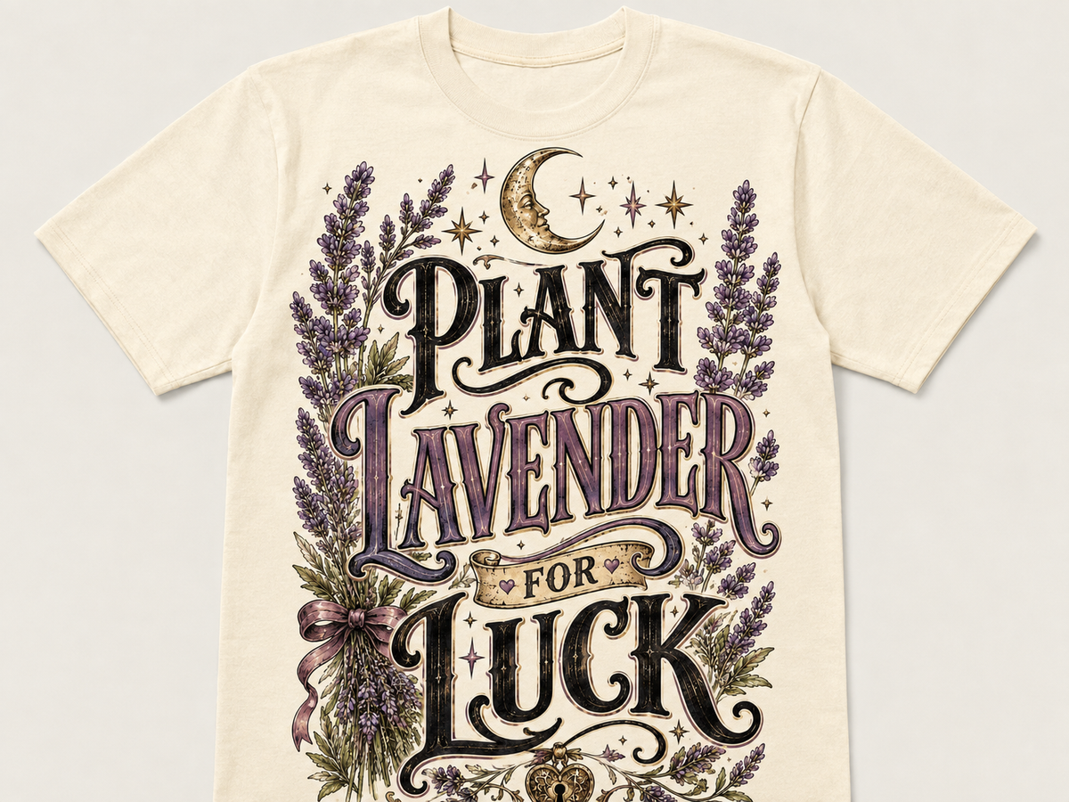 Plant Lavender for Luck Vintage Botanical Graphic T-Shirt