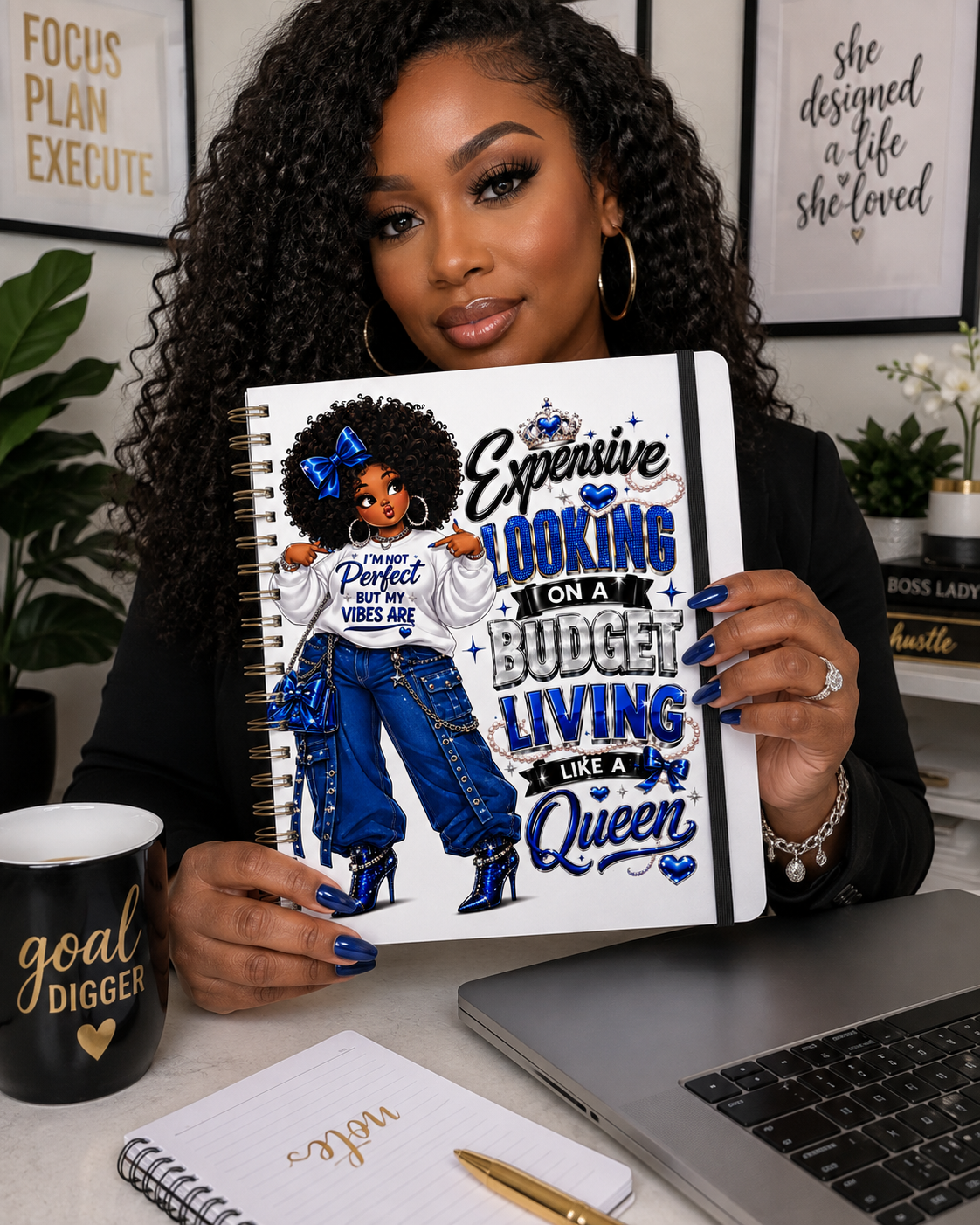 Expensive Looking on a Budget – Living Like a Queen 6×9 Glam Notebook 👑💙