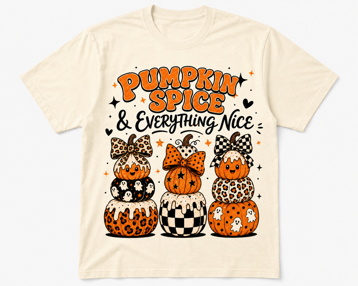 Pumpkin Spice & Everything Nice Women’s Fall Graphic T-Shirt 🎃🍂