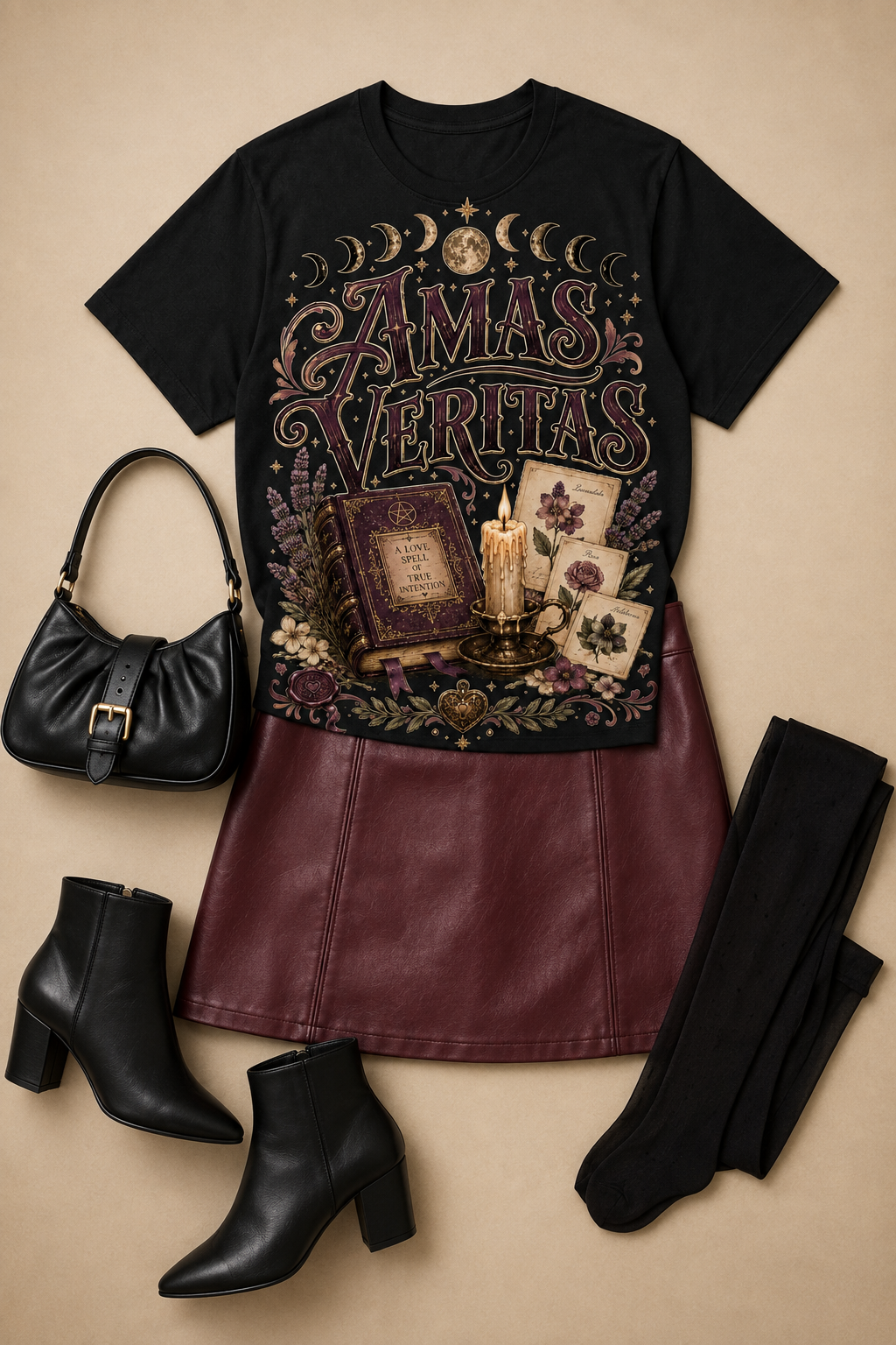 Amas Veritas Vintage Witchy Graphic T-Shirt