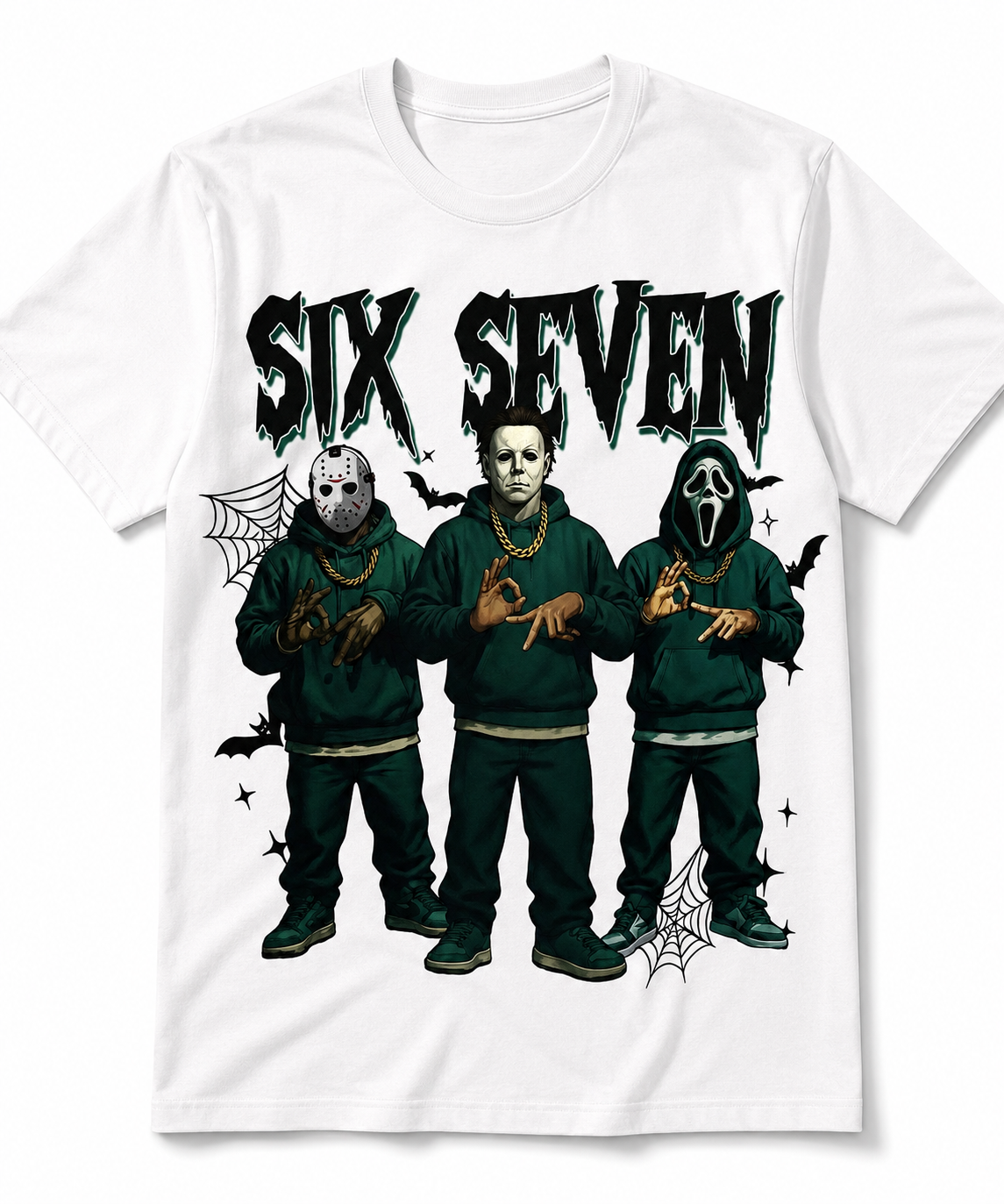 Six Seven Horror Crew Graphic T-Shirt – Spooky Streetwear Tee for Men