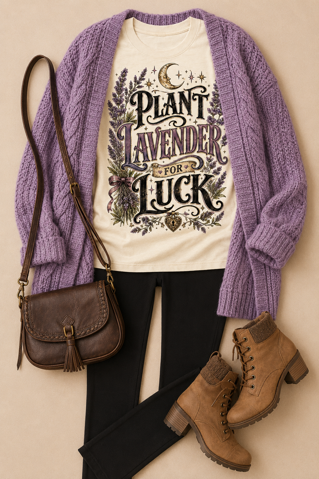Plant Lavender for Luck Vintage Botanical Graphic T-Shirt