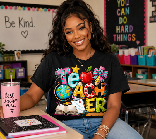 Colorful Teacher Shirt – Fun Back to School Classroom Graphic Tee