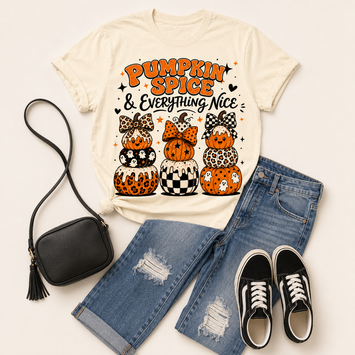 Pumpkin Spice & Everything Nice Women’s Fall Graphic T-Shirt 🎃🍂