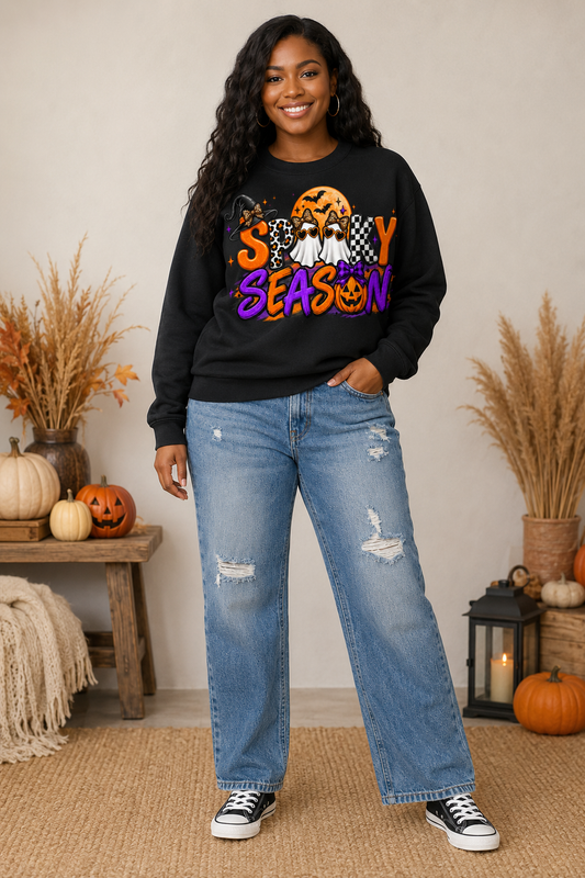 Spooky Season Women’s Colorful Halloween Graphic Sweatshirt 🎃👻