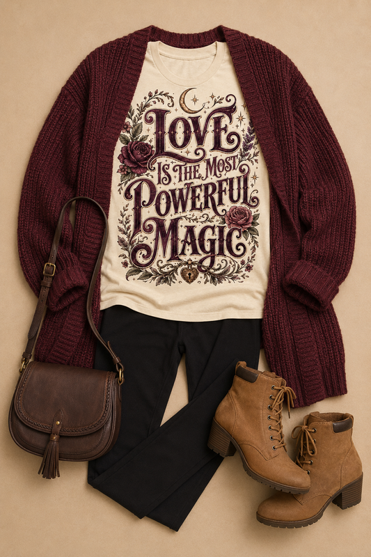 Love Is the Most Powerful Magic Floral Graphic T-Shirt