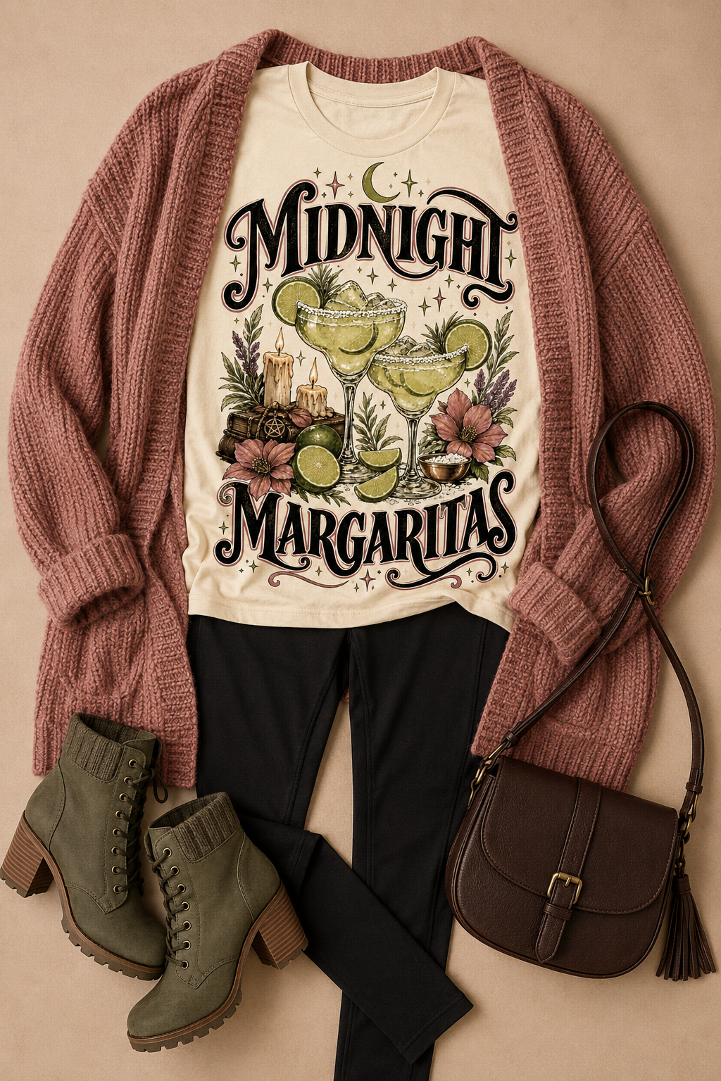 Midnight Margaritas Vintage Witchy Graphic T-Shirt