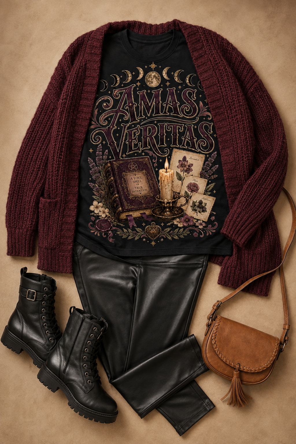 Amas Veritas Vintage Witchy Graphic T-Shirt