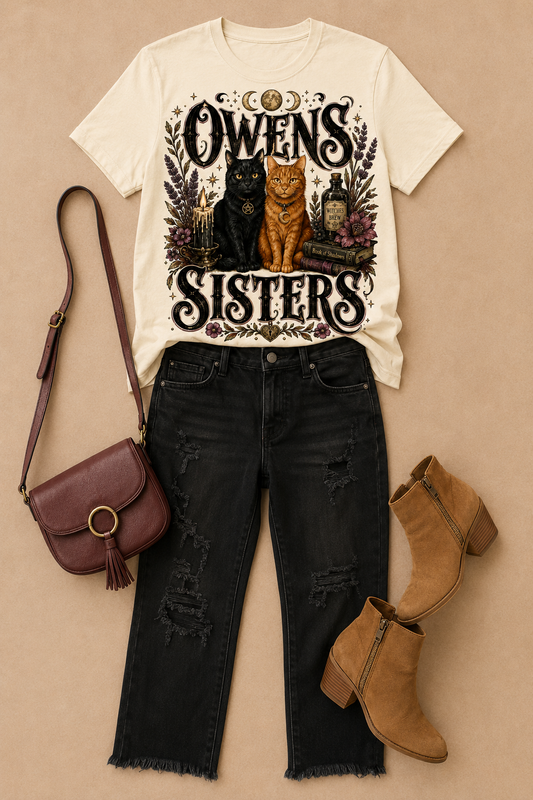 Owens Sisters Witchy Cats Halloween Graphic T-Shirt
