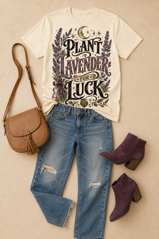 Plant Lavender for Luck Vintage Botanical Graphic T-Shirt